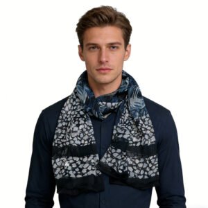 2pcs Classic Imeless Black Scroll Everyday Scarf,Black Scarf,Versatile Everyday Scarf ,Pairs With All Casual Outfits,Office Appropriate Subtlety For Women Men(C-0023).