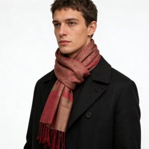 2pcs Classic Red Luxurious Jacquard Weave HeavyweightRed Jacquard Scarf ,Luxe Look For Evening Wear,Scarf,vacation,daily Life,evening Party,Office Appropriate Subtlety For Women Men(C-0034).