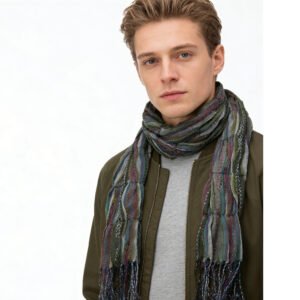 2pcs Army Green Jacquard TextureTextured Utility Scarf ,vacation,daily Life,evening Party,Office Appropriate Subtlety For Women Men(C-0016).
